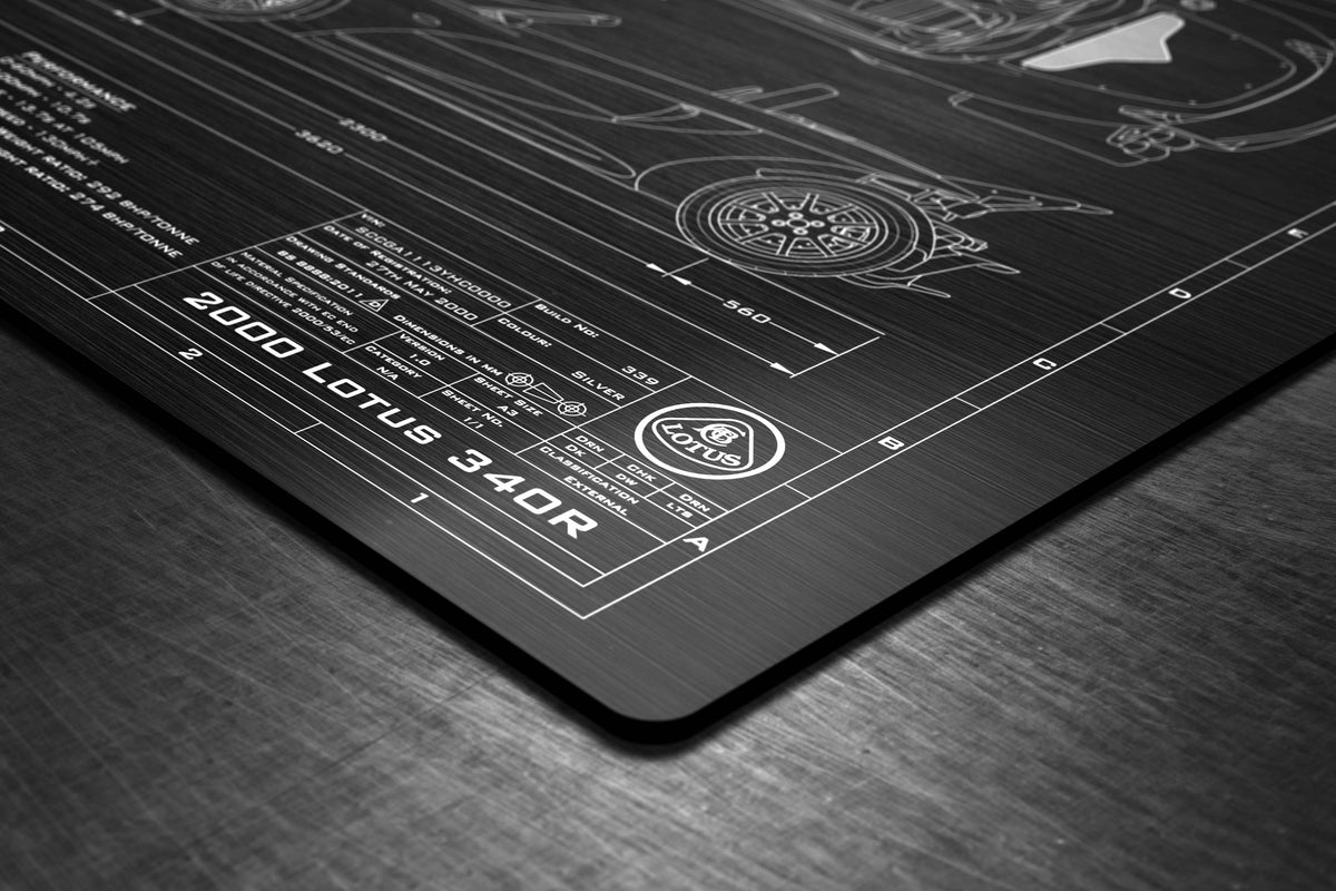 Customised Lotus 1999-2000 340R Engineered Art plaque