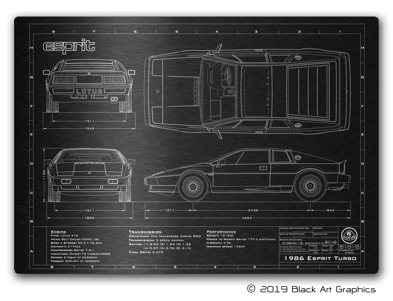 Lotus 1985-1987 Esprit Turbo Engineered Art - Image 1