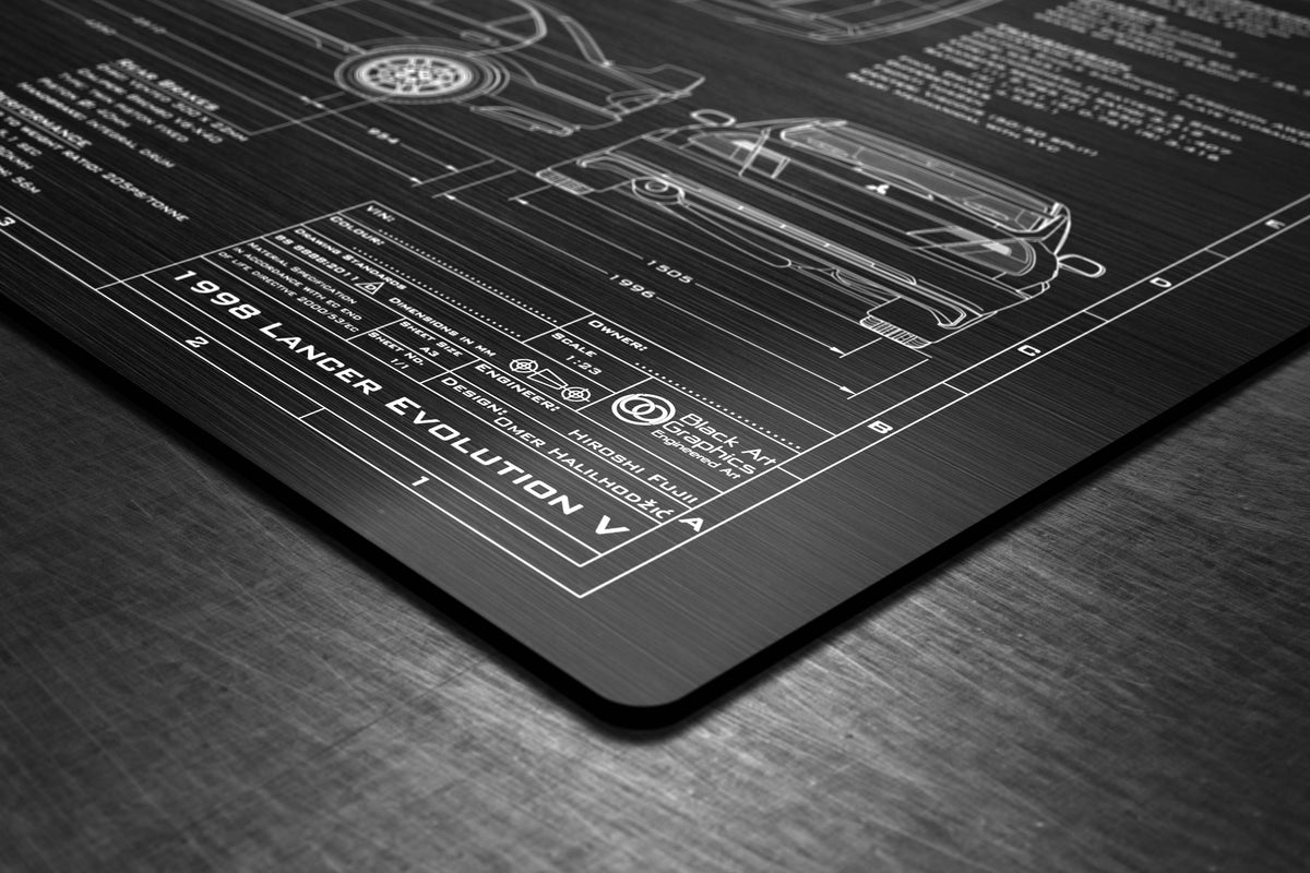 Customised Mitsubishi 1998-1999 Evo V Engineered Art plaque
